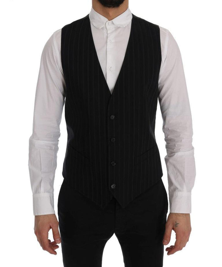 Dolce & Gabbana Black STAFF Cotton Striped Vest - Ellie Belle