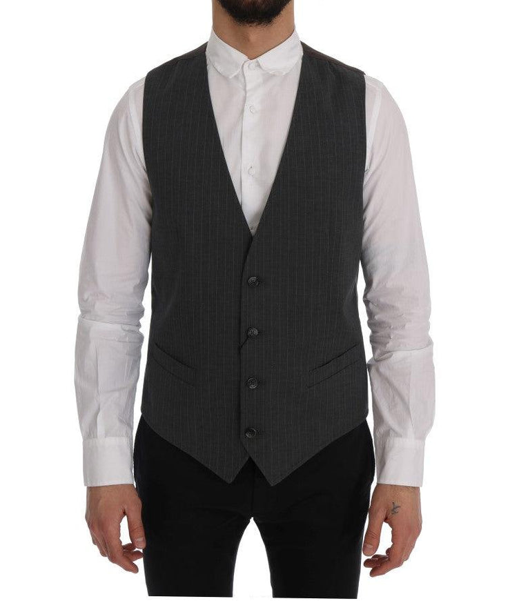 Dolce & Gabbana Gray STAFF Cotton Striped Vest - Ellie Belle