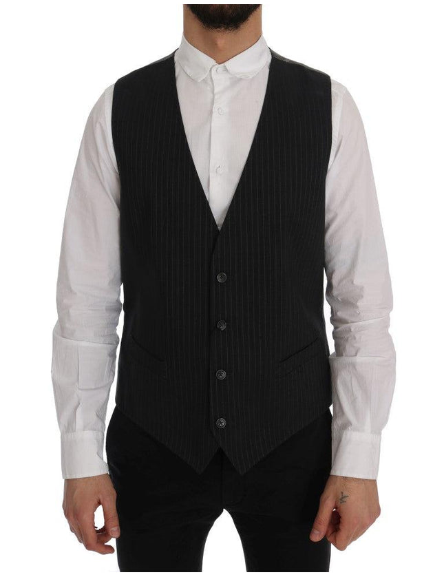 Dolce & Gabbana Gray STAFF Cotton Striped Vest - Ellie Belle