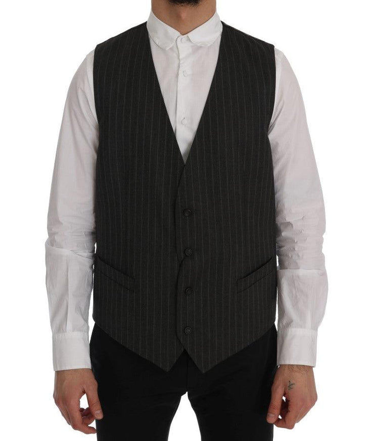 Dolce & Gabbana Gray STAFF Wool Stretch Vest - Ellie Belle