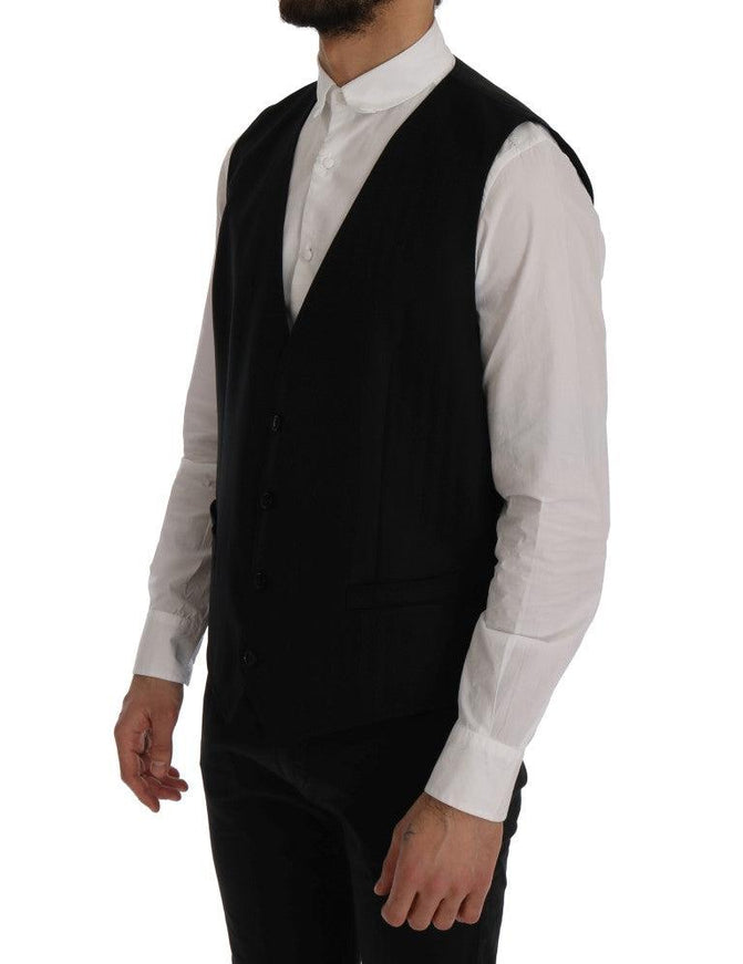 Dolce & Gabbana Black STAFF Wool Stretch Vest - Ellie Belle