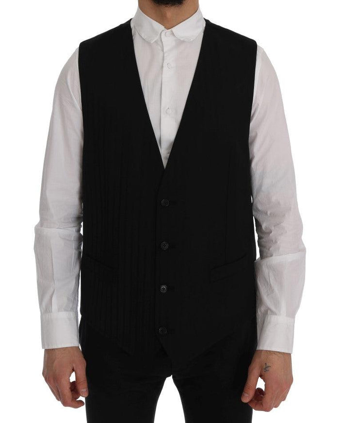 Dolce & Gabbana Black STAFF Wool Stretch Vest - Ellie Belle