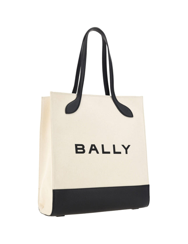 Bally White and Black Leather Tote Shoulder Bag - Ellie Belle