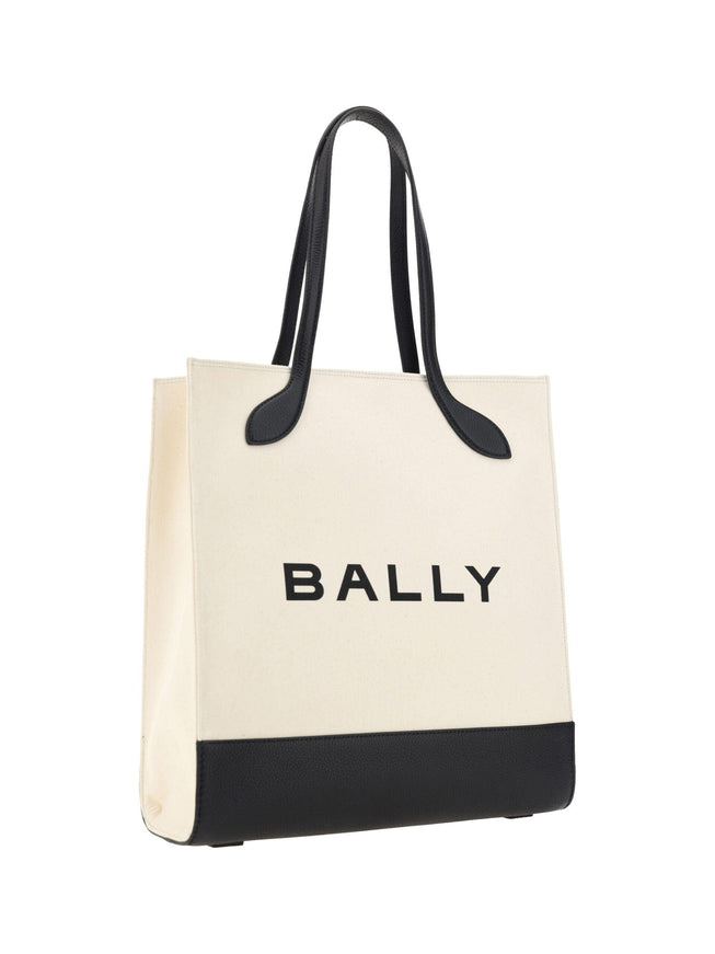 Bally White and Black Leather Tote Shoulder Bag - Ellie Belle