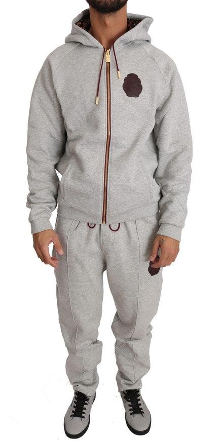 Billionaire Italian Couture Gray Cotton Sweater Pants Tracksuit - Ellie Belle