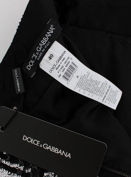 Dolce & Gabbana Black Crystal Sequined Mini Shorts - Ellie Belle