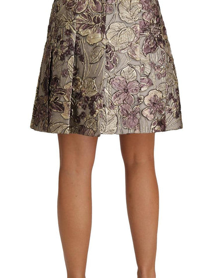 Dolce & Gabbana A-Line Mini Floral Print Jaquard Skirt - Ellie Belle