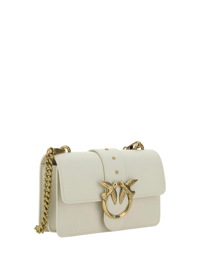 PINKO White Calf Leather Love One Mini Shoulder Bag - Ellie Belle