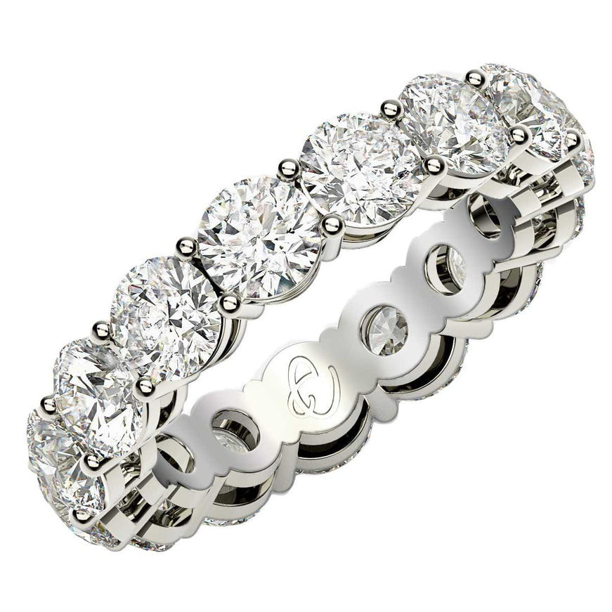 Round Cut Lab Grown Diamond Eternity Ring in 14k White Gold (5 cttw FG/VS2) - Ellie Belle