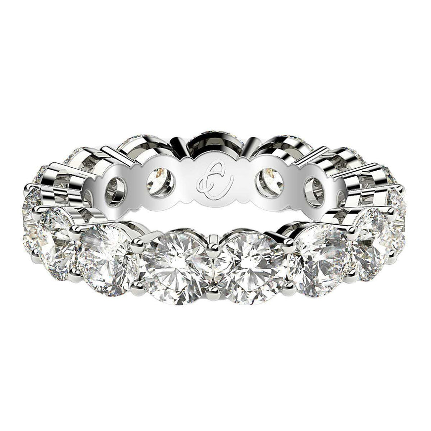 Round Cut Lab Grown Diamond Eternity Ring in 14k White Gold (5 cttw FG/VS2) - Ellie Belle