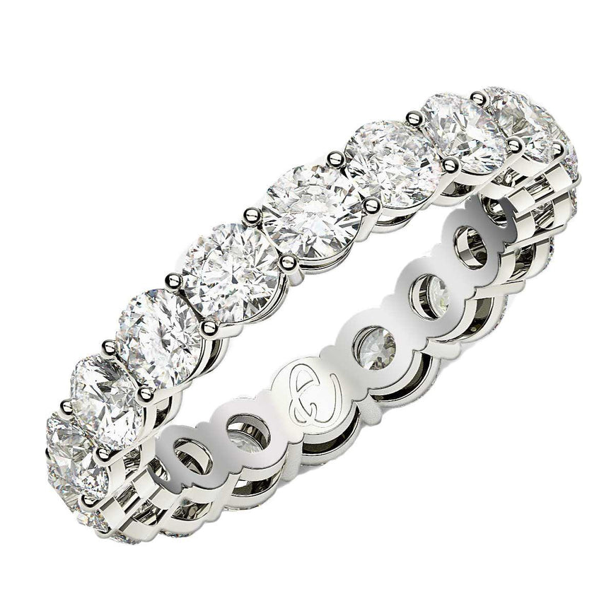 Round Cut Lab Grown Diamond Eternity Ring in 14k White Gold (2 cttw FG/VS2) - Ellie Belle