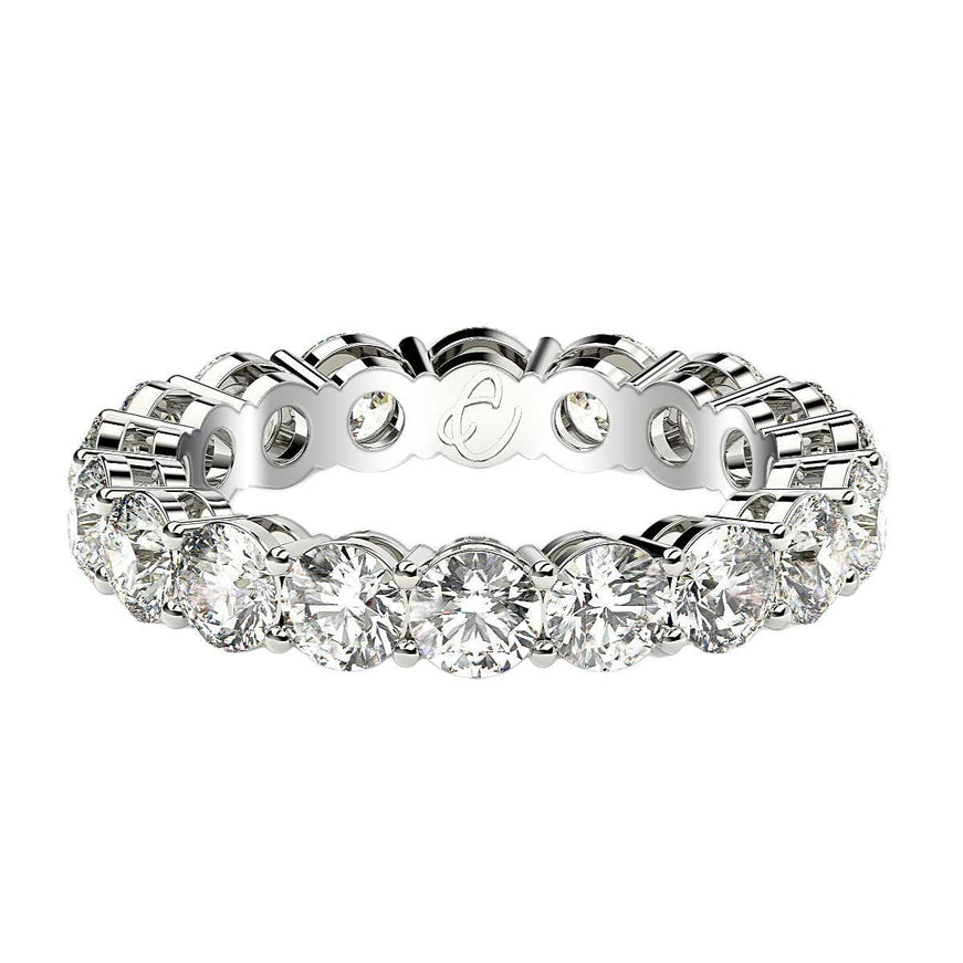 Round Cut Lab Grown Diamond Eternity Ring in 14k White Gold (2 cttw FG/VS2) - Ellie Belle