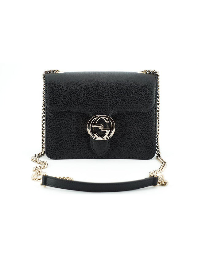 Gucci Black Calf Leather Dollar Shoulder Bag - Ellie Belle