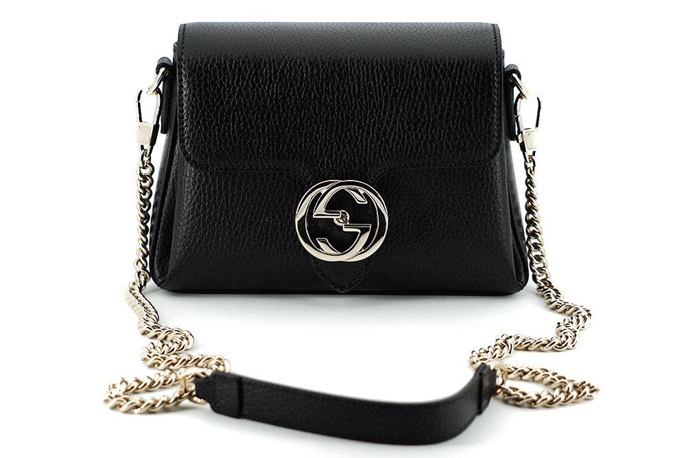 Gucci Black Calf Leather Dollar Shoulder Bag - Ellie Belle