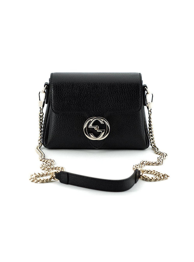 Gucci Black Calf Leather Dollar Shoulder Bag - Ellie Belle