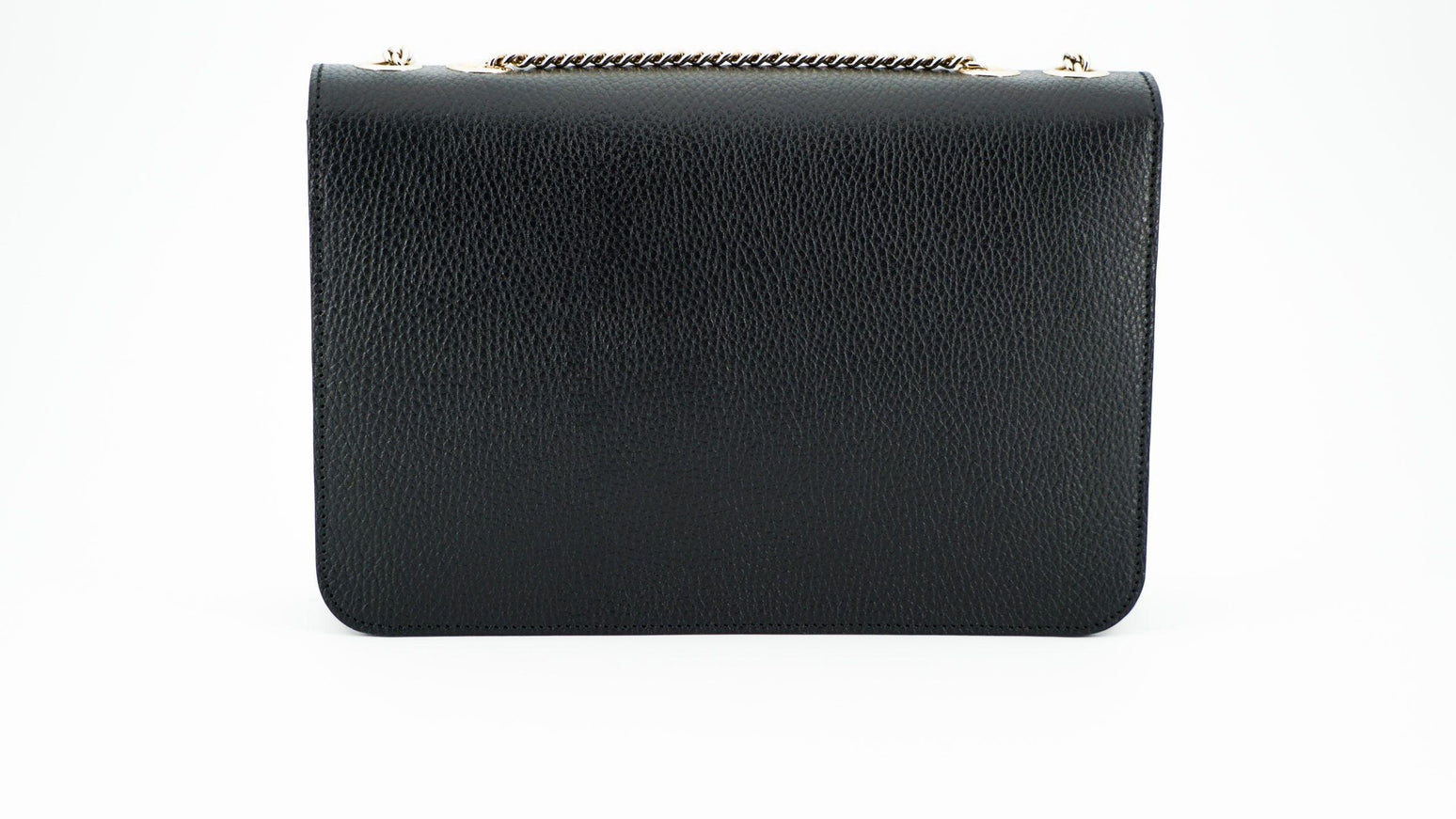 Gucci Black Calf Leather Dollar Shoulder Bag - Ellie Belle