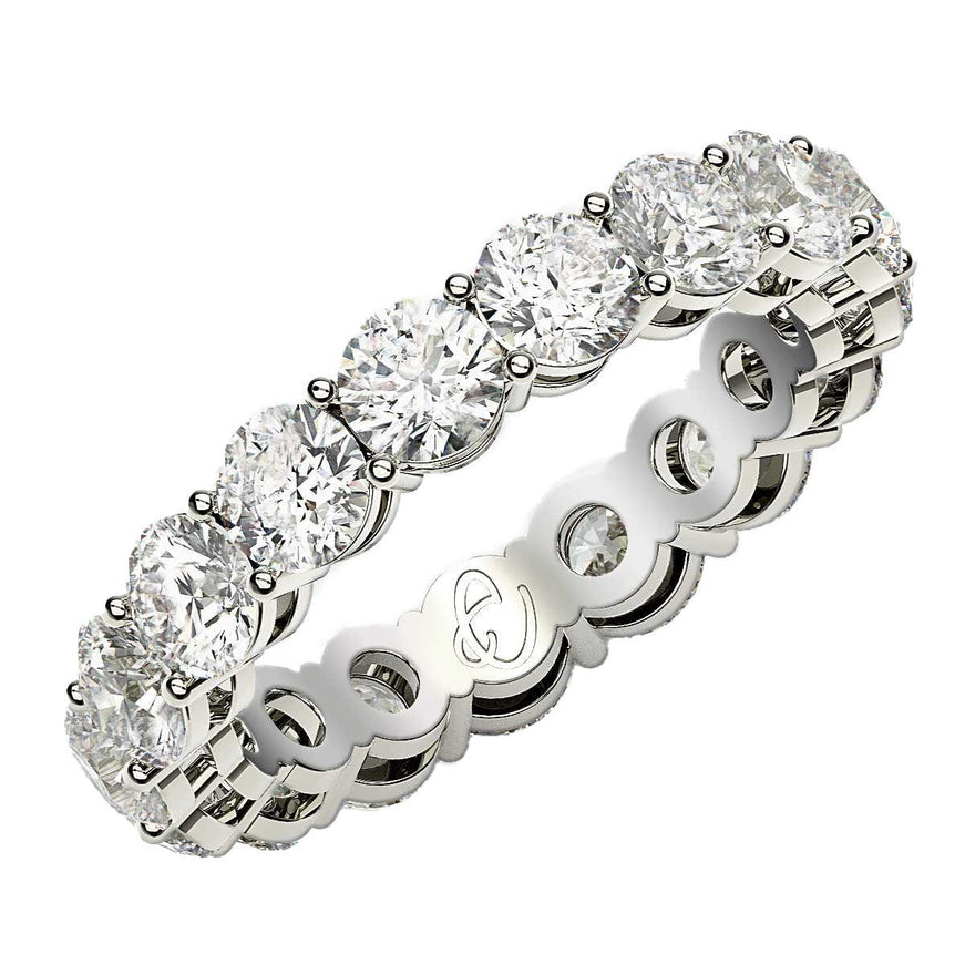 Round Cut Lab Grown Diamond Eternity Ring in 14k White Gold (3 cttw FG/VS2) - Ellie Belle