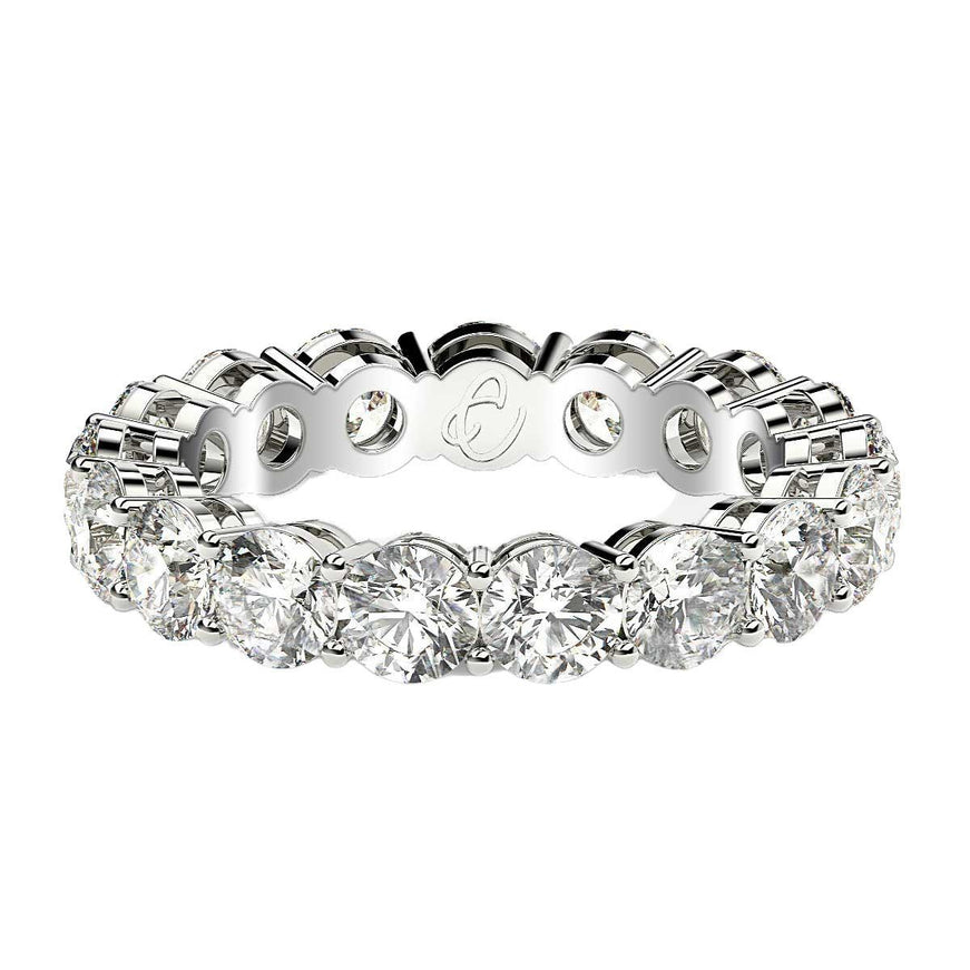 Round Cut Lab Grown Diamond Eternity Ring in 14k White Gold (3 cttw FG/VS2) - Ellie Belle