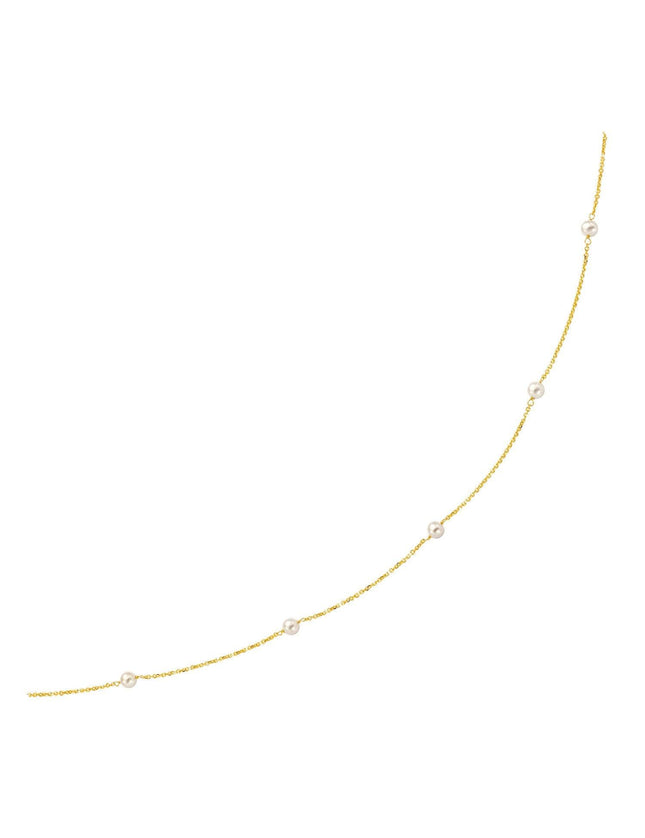 14k Yellow Gold Necklace with White Pearls - Ellie Belle