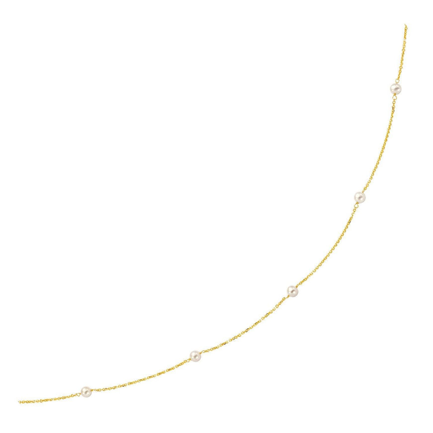 14k Yellow Gold Necklace with White Pearls - Ellie Belle