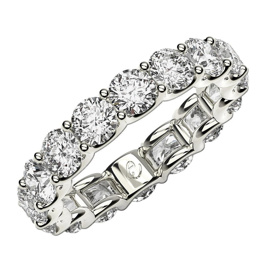 Round Cut Lab Grown Diamond Eternity Ring in 14k White Gold (4 cttw FG/VS2) - Ellie Belle