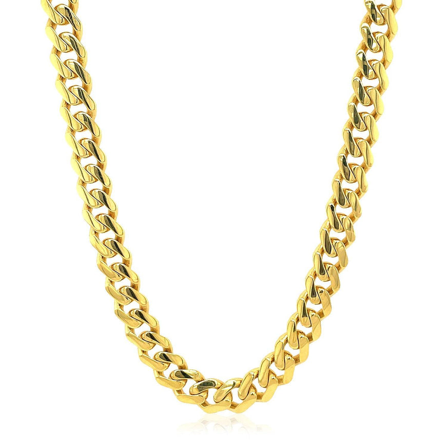 14k Yellow Gold Polished Miami Cuban Chain Necklace - Ellie Belle