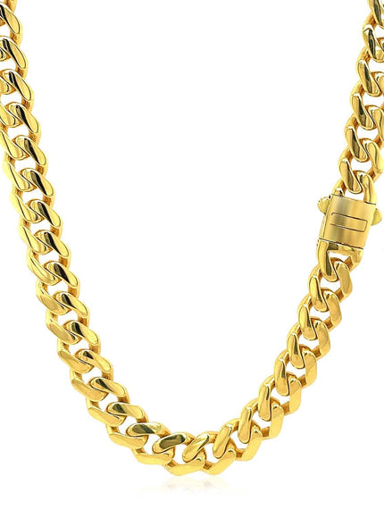 14k Yellow Gold Polished Miami Cuban Chain Necklace - Ellie Belle