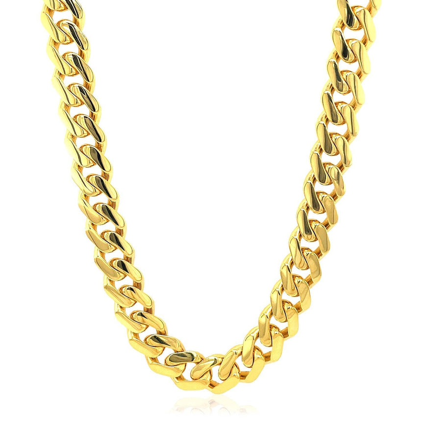 14k Yellow Gold Polished Miami Cuban Chain Necklace - Ellie Belle