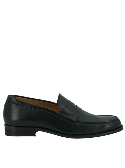 Saxone of Scotland Black Calf Leather Mens Loafers Shoes - Ellie Belle