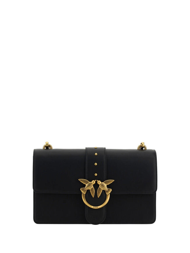 PINKO Black Leather Love One Classic Shoulder Bag - Ellie Belle