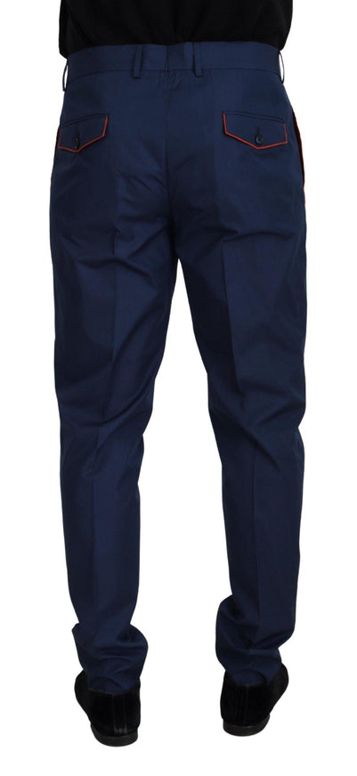 Dolce & Gabbana Blue Cotton Silk Trousers Chinos Pants - Ellie Belle