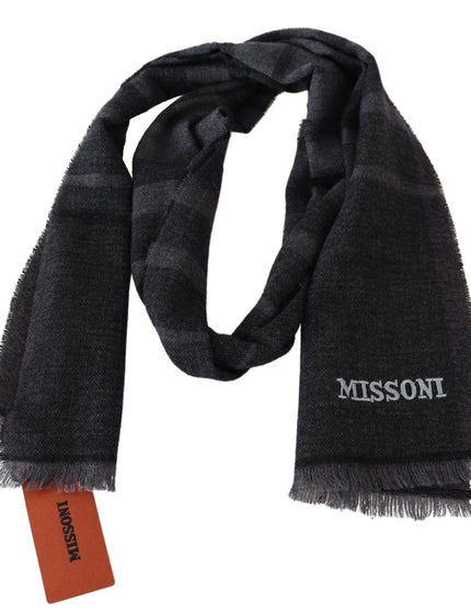 Missoni Black Striped Wool Unisex Neck Wrap Scarf - Ellie Belle
