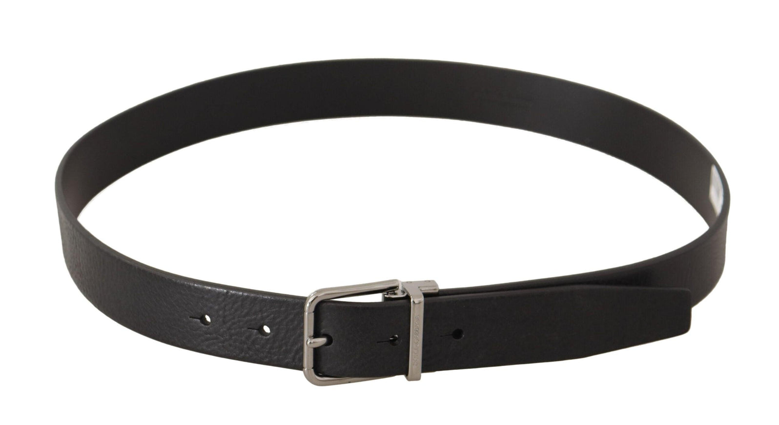 Dolce & Gabbana Black Calf Leather Silver Tone Metal Buckle Belt - Ellie Belle