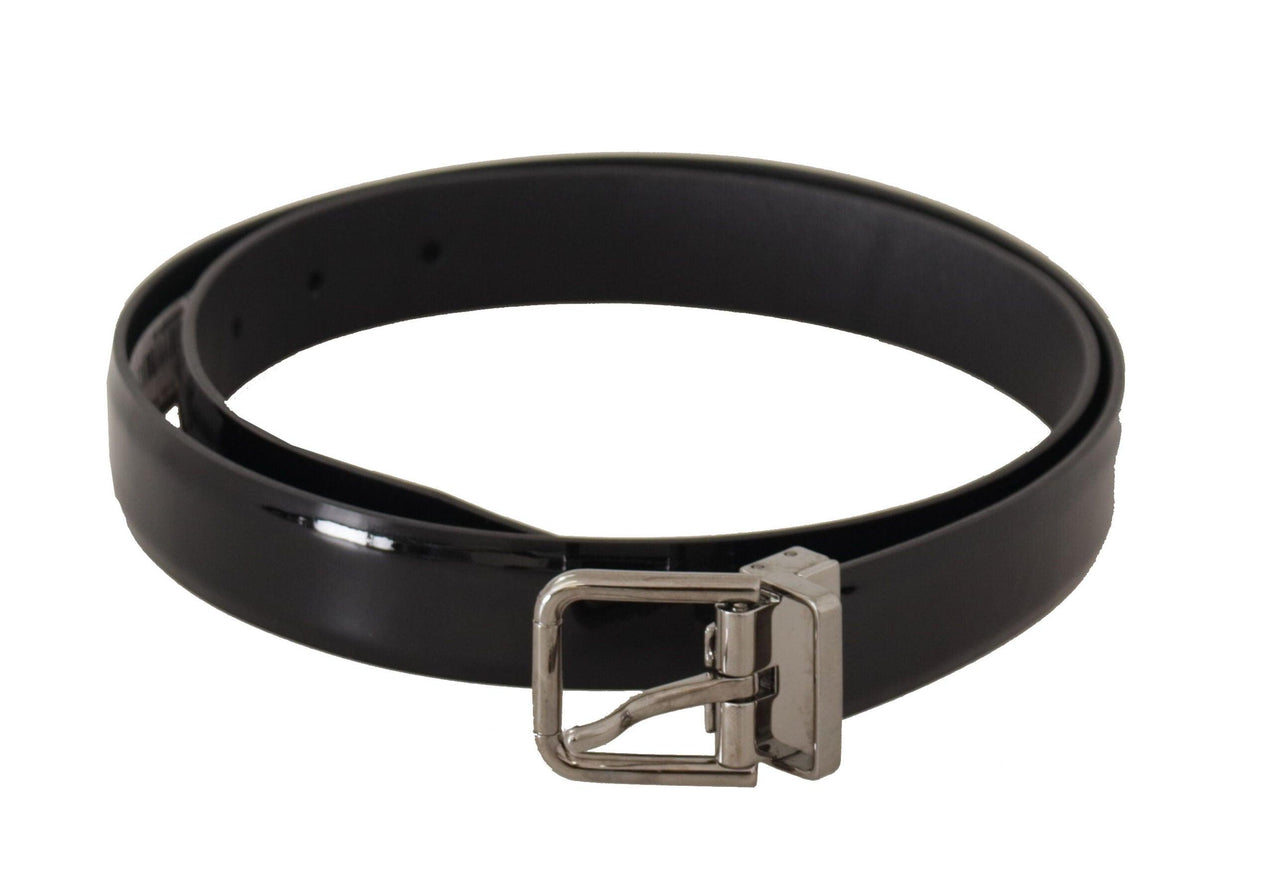 Dolce & Gabbana Black Calf Leather Silver Tone Metal Buckle Belt - Ellie Belle