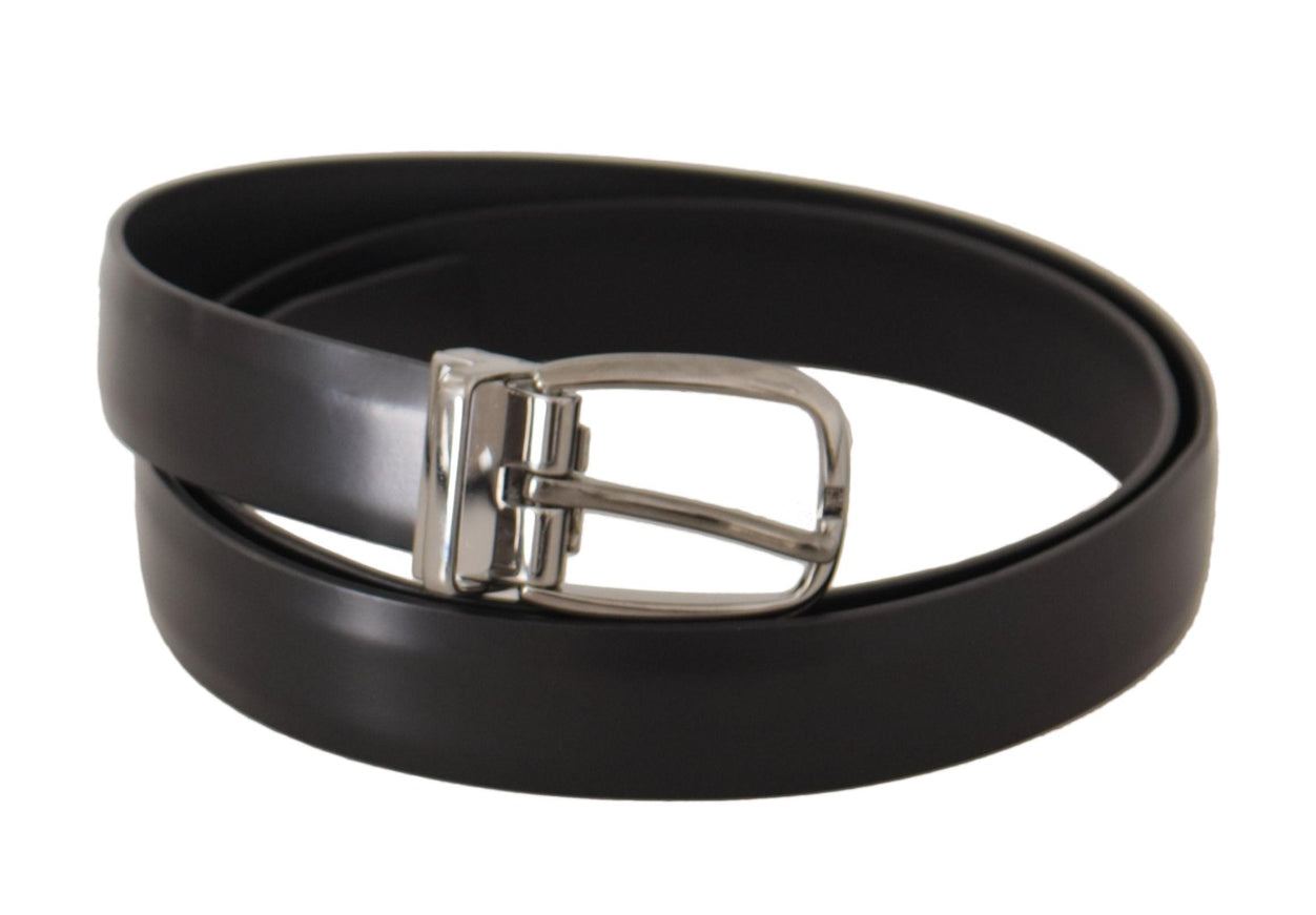 Dolce & Gabbana Black Calf Leather Silver Tone Metal Buckle Belt - Ellie Belle