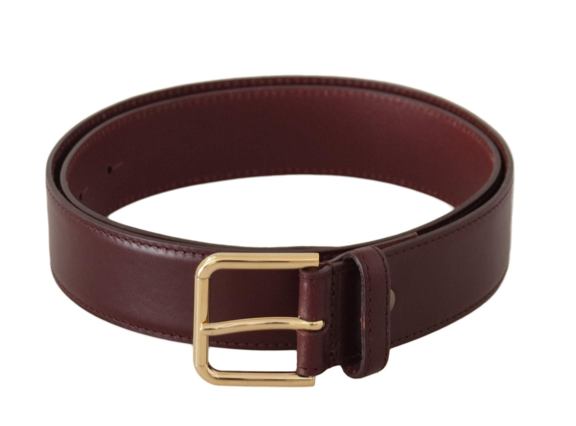 Dolce & Gabbana Brown Calf Leather Gold Tone Metal Buckle Belt - Ellie Belle