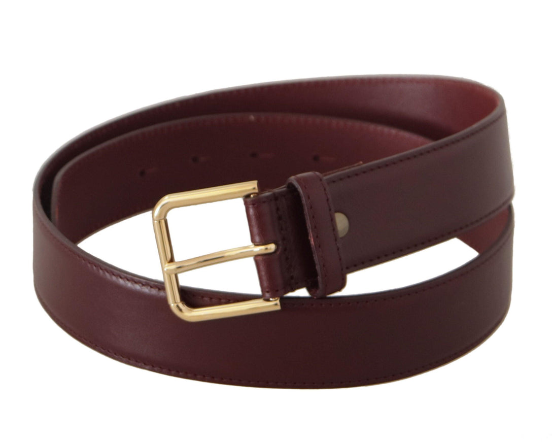 Dolce & Gabbana Brown Calf Leather Gold Tone Metal Buckle Belt - Ellie Belle