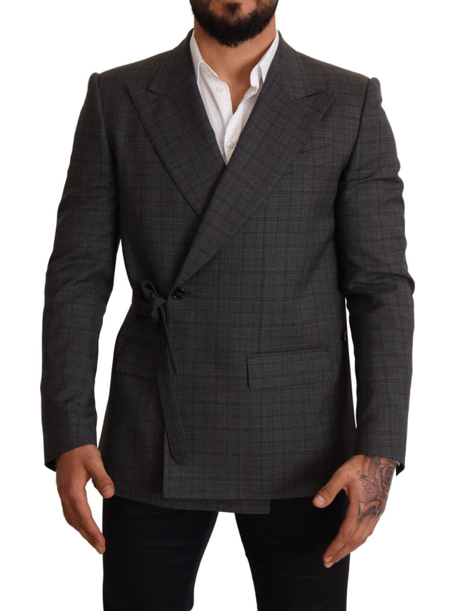 Dolce & Gabbana Gray Check Wool Slim Fit Blazer Jacket - Ellie Belle