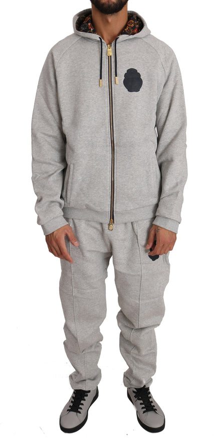 Billionaire Italian Couture Gray Cotton Sweater Pants Tracksuit - Ellie Belle