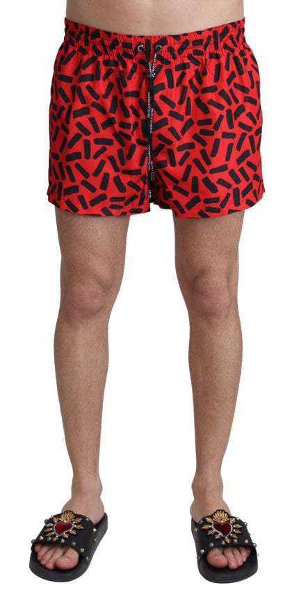 Dolce & Gabbana Red Patterned Beachwear Shorts Swimwear - Ellie Belle