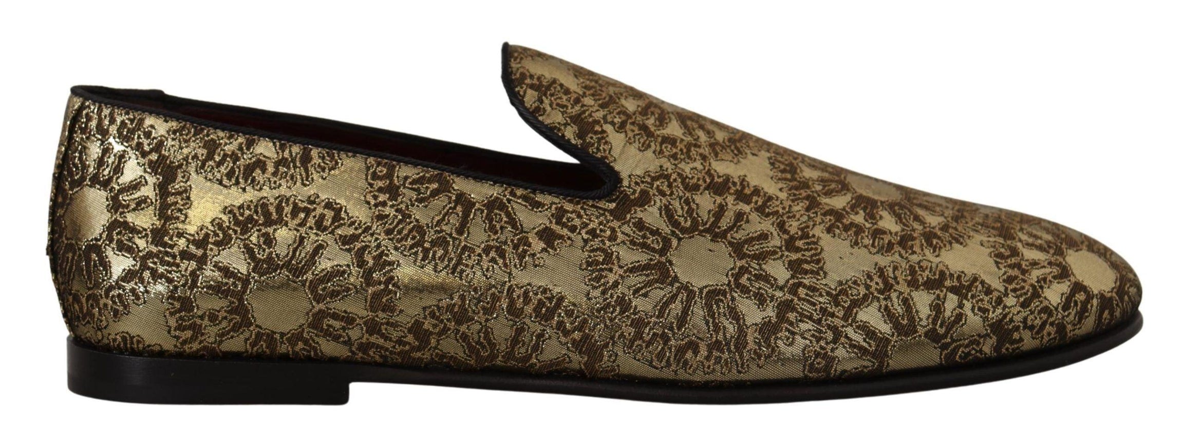 Dolce & Gabbana Gold Jacquard Flats Mens Loafers Shoes - Ellie Belle