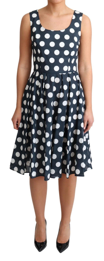 Dolce & Gabbana Blue Polka Dotted Cotton A-Line Dress - Ellie Belle