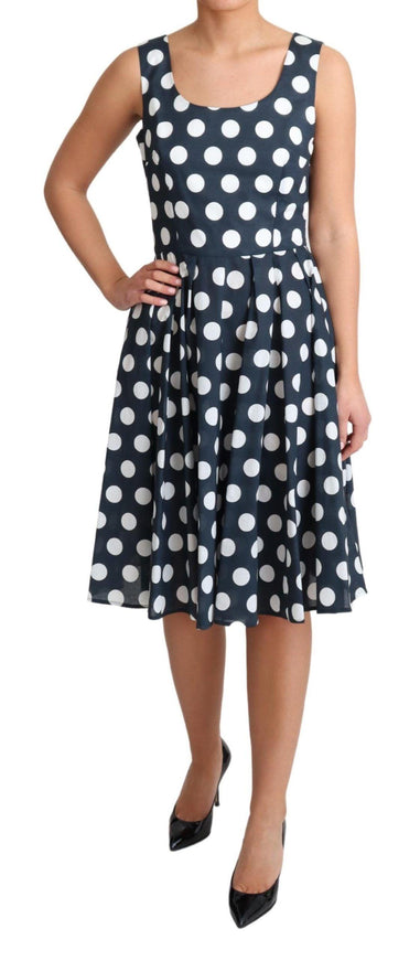 Dolce & Gabbana Blue Polka Dotted Cotton A-Line Dress - Ellie Belle