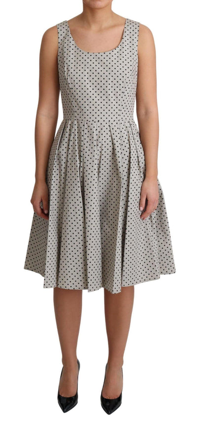 Dolce & Gabbana Beige Polka Dotted Cotton A-Line Dress - Ellie Belle