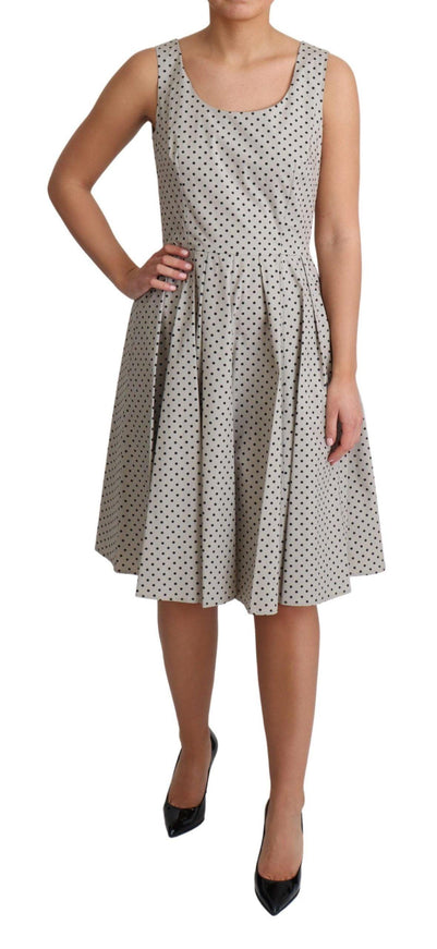 Dolce & Gabbana Beige Polka Dotted Cotton A-Line Dress - Ellie Belle