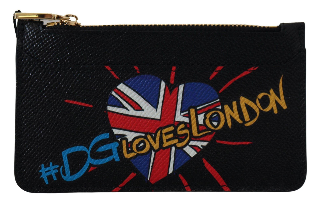 Dolce & Gabbana Black Leather #DGLovesLondon Women Cardholder Coin Case Wallet - Ellie Belle