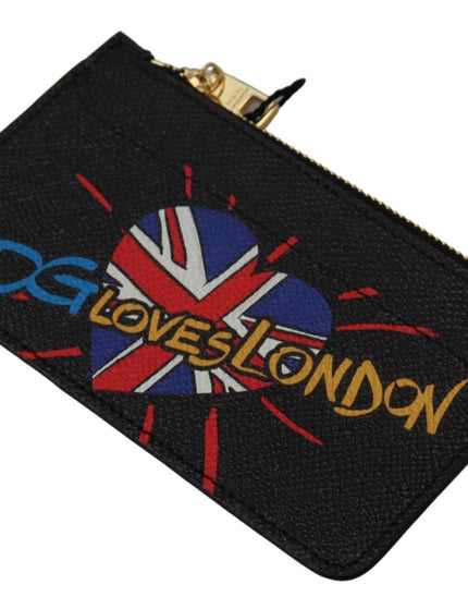 Dolce & Gabbana Black Leather #DGLovesLondon Women Cardholder Coin Case Wallet