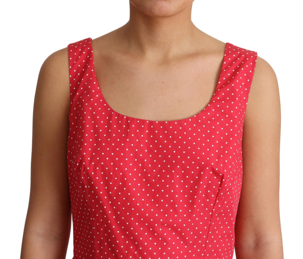 Dolce & Gabbana Red Polka Dotted Cotton A-Line Dress - Ellie Belle