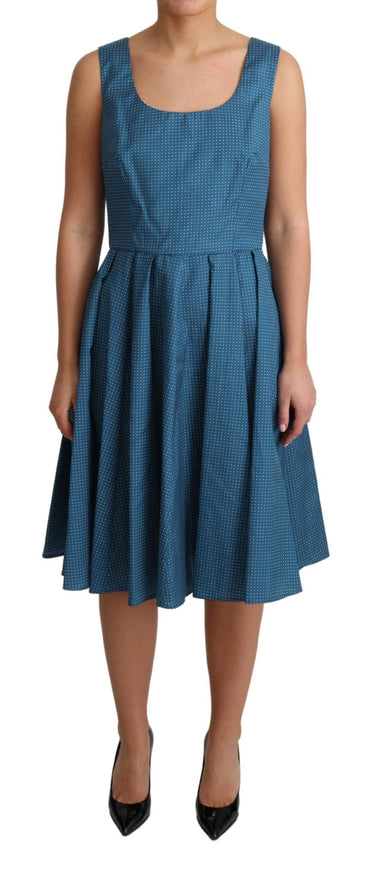 Dolce & Gabbana Blue Polka Dotted Cotton A-Line Dress - Ellie Belle