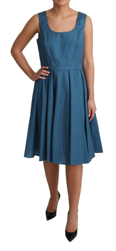 Dolce & Gabbana Blue Polka Dotted Cotton A-Line Dress - Ellie Belle